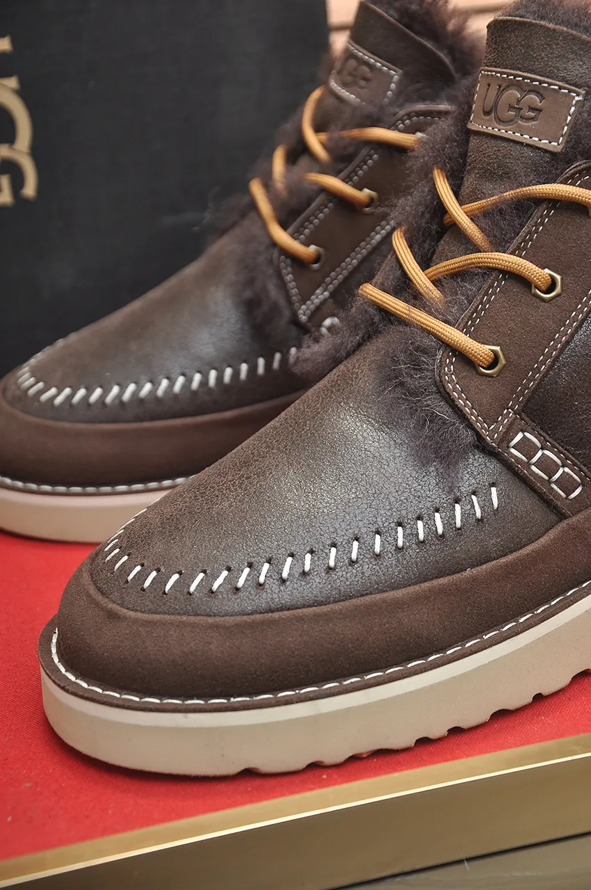 Men's shoes 💰640💶 [UGG] (full wool lining) top-end high-quality fur-in-one warm snow boots from Australia's warm luxury brand men's shoes, UGG-5877 official website synchronized, made of imported cowhide, carefully sewn...Imported rubber foam outsole (comfortable, soft, wear-resistant) The quality is really great...Exquisite workmanship, you can't put it down at first sight, available in sizes 39-44